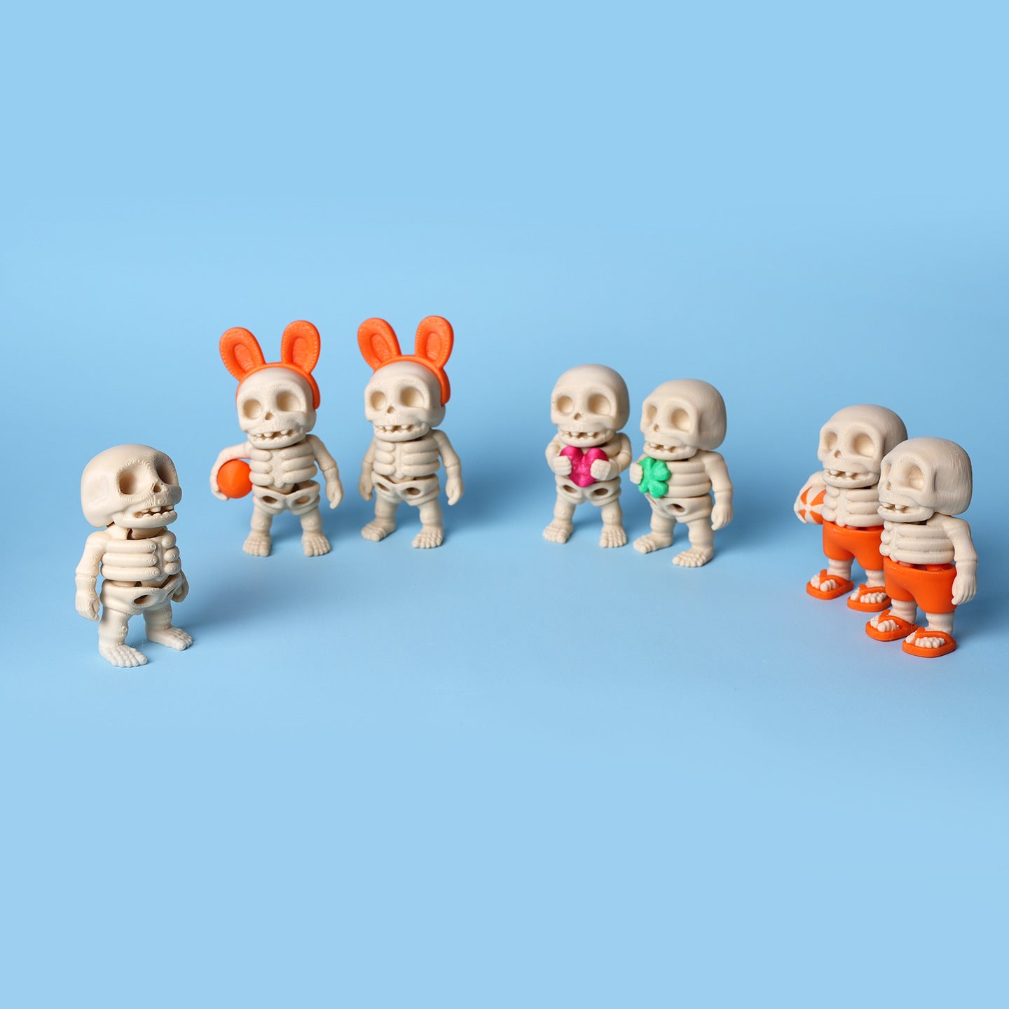 Wholesale 5pcs/pack 3D printed skull figurine office toy small ornaments popular fun creative ugly cute skull skeleton model